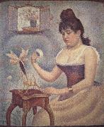 Georges Seurat Young woman Powdering Herself painting